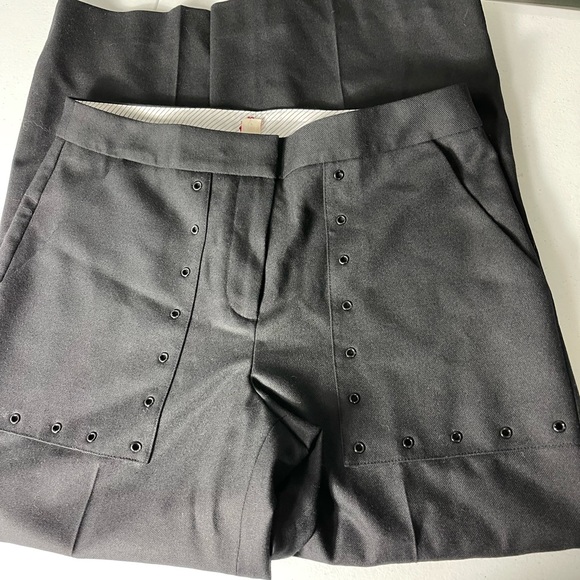 brooks brother red fleece Pants women’s  side patch pockets wool Sz 4 Cropped - Picture 14 of 16